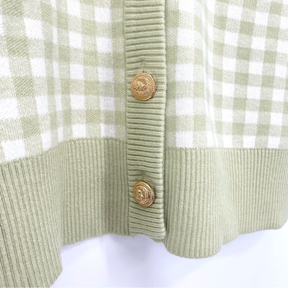 Joie Gingham Boyfriend Oversized Cardigan Sweater New Country House Chic - Picture 10 of 14
